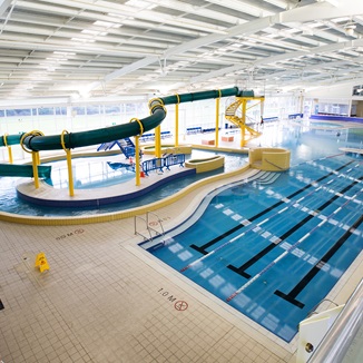 Waterslide and family leisure pool